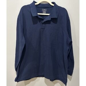 L.L. Bean Mens Polo Shirt Blue XL Long Sleeve Traditional Fit Cotton